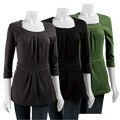 Spring & Mercer 3/4-sleeve Pleated Top
