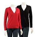Rafaella Women's V-neck Ruffle Sweater