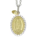 Sterling Silver and 14k Gold 16-inch Virgin Mary Necklace