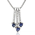 14k Gold Sapphire 1/6ct TDW Diamond Necklace (G-H, VS-SI)