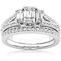 14k Gold 1ct TDW Emerald-cut Diamond Bridal Rings Set (H-I,SI-I)