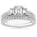 14k Gold 1ct TDW Emerald-cut Diamond Bridal Rings Set (H-I, SI-I)
