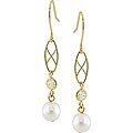 10k Yellow Gold Freshwater Pearl and CZ Earrings (6 mm)