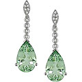 14k Gold Green Amethyst and 1/6ct TDW Diamond Earrings