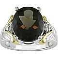 Sterling Silver and 14k Gold Smokey Quartz Ring