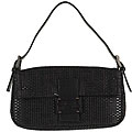 Fendi Small Woven Leather Flap Baguette
