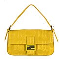 Fendi Small Embossed Leather Zucca Baguette