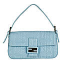 Fendi Small Embossed Leather Zucca Baguette