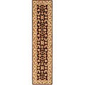 Handmade Burgundy/ Beige Wool Rug (2'3 x 12')