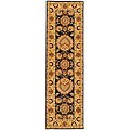 Handmade Legacy Navy/ Red Wool and Silk Rug (2'3 x 12')