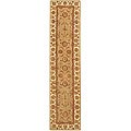 Handmade Taupe/ Ivory Wool and Silk Rug (2'3 x 8')