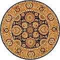 Legacy Handmade Navy/ Red Wool and Silk Rug (6' Round)