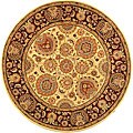 Handmade Legacy Beige/ Burgundy Wool and Silk Rug (4' Round)