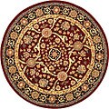 Handmade Persian Court Red/ Black Wool and Silk Rug (4' Round)
