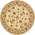 Handmade Persian Court Ivory Wool and Silk Rug (4' Round)