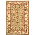 Handmade Light Green/ Ivory Wool and Silk Rug (4' x 6')