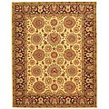 Handmade Beige/ Burgundy Wool and Silk Rug (8'6 x 11'6)