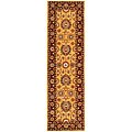 Handmade Ancestry Gold/ Burgundy Wool and Silk Rug (2'3 x 10')