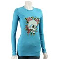 Ed Hardy Women's Long-sleeve Skull and Roses Tee