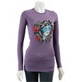 Ed Hardy Women's Long-sleeve 'Beauty' Rhinestone Tee