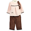 Minibasix Infant Girl's Pink/ Brown Chenille Outfit