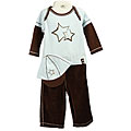 Minibasix Infant Boy's Blue/ Brown 3-piece Set