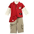 Minibasix Infant Boy's Red/ Khaki 3-piece Set
