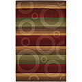 Handcrafted Mesa Burgundy Wool Rug (5' x 8')