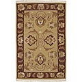 Hand-woven Aztec Beige Wool Rug (3' x 5')