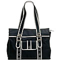 OiOi Black and Off-White Eyelet Tote Diaper Bag