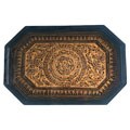 Black Lacquer and Gold Octagonal Serving Tray