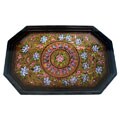 Hand-etched Floral Design Lacquer Tray
