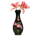 Black Lacquer Floral Vase