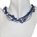 Leather and Freshwater Pearl 15-strand Necklace (7-8 mm)