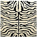 Handmade Zebra-striped Wool Rug (6' x 6')