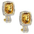 14k Gold Citrine and 1/8ct TDW Diamond Earrings