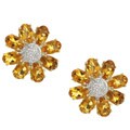 14k Gold Citrine and 1/10ct TDW Diamond Earrings