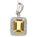 14k White Gold Citrine with Diamond Necklace