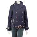 BB Dakota Women's Blue Bling Wool Melton Coat