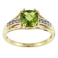 14k Yellow Gold Peridot and Diamond Ring