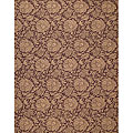 Hand-hooked Brown Floral Damask Rug (7' x 9')