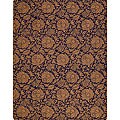 Hand-hooked Indigo/ Camel Floral Damask Rug (8' x 11')