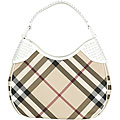 Burberry 'Elly' Plaid and White Hobo Bag
