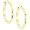 10k Yellow Gold Round Diamond-cut Hoop Earrings