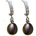 14k White Gold Dyed Black Freshwater Pearl Earrings (7-7.5 mm)