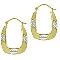 Bella D'oro 14kt and Silver Diamond-cut Hoop Earrings