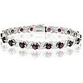 Sterling Silver Garnet XO Link Bracelet