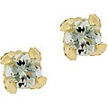 18k Goldplated Silver Green Amethyst Stud Earrings