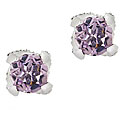 Sterling Silver Amethyst and CZ Stud Earrings