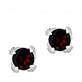 Sterling Silver Garnet and CZ Stud Earrings